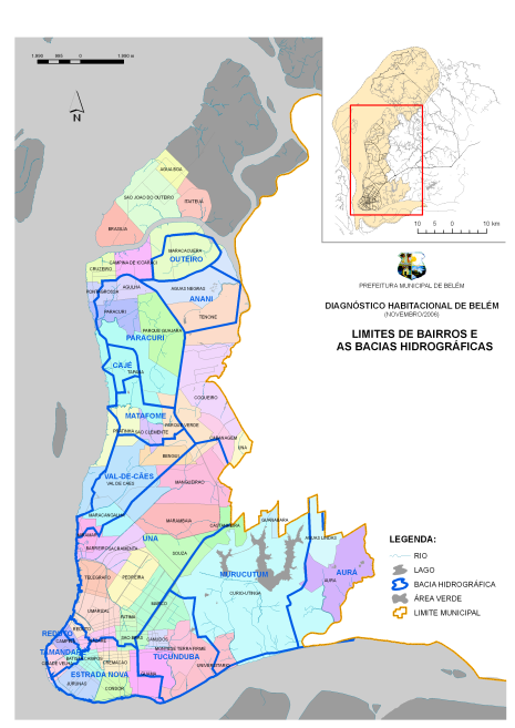 Mapa Bacias Hidrográficas de Belém